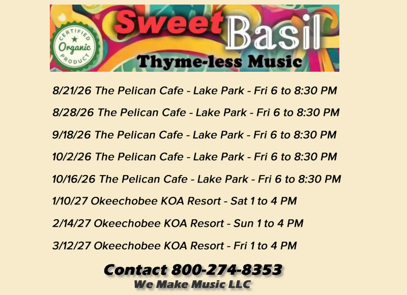 Sweet Basil Events Schedule 2026