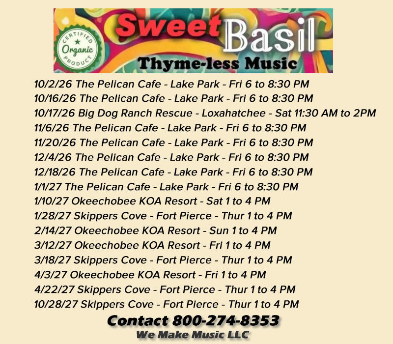 Sweet Basil schedule 2026-2027